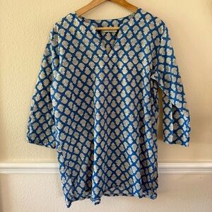 Mahogany Blue and White Patterned Blouse